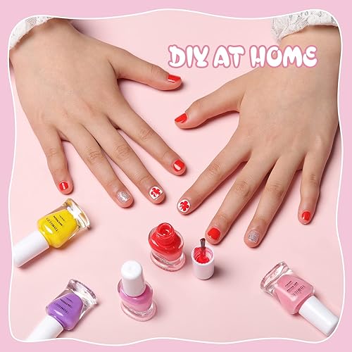 Miniatura 3 de Sets de Esmalte de Uñas para Niños TOMICCA, 18 Piezas 100% No Tóxico, Esmalte de Uñas a Base de Agua Fácil de Despegar y de Secado Rápido, Juego