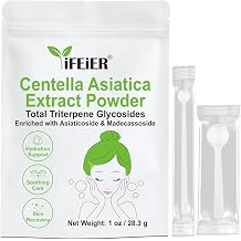 iFEiER Water Soluable Centella Asiatica Extract Powder 1 oz, Cosmetic Grade Centella Asiatica Total Triterpene Glycosides Contains 20% Asiaticoside and 10% Madecassoside | For DIY Skincare