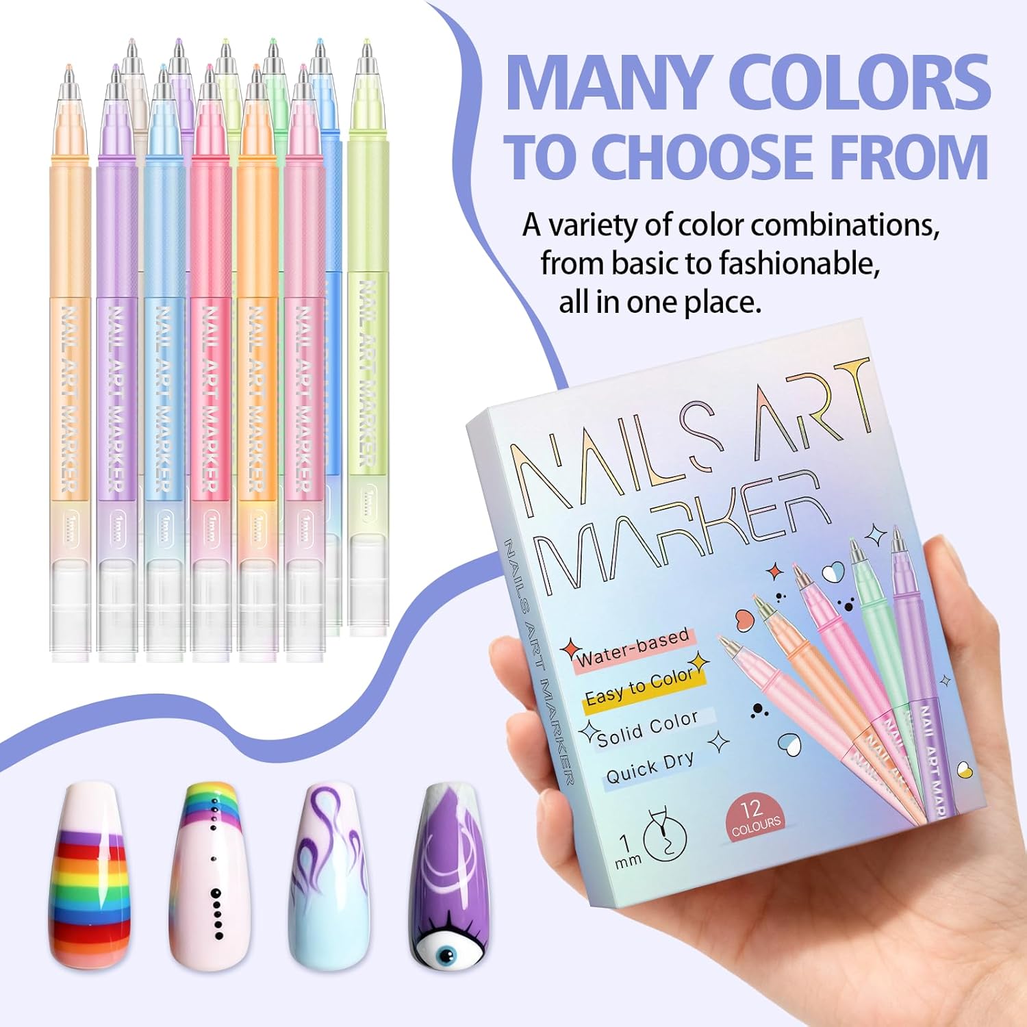 12 Colors Nail Art Pens Set, 2025 New Nail Art Markers Polish Pen for 3D Nail Art, Nail Art Tools for Dotting Drawing Painting Point Liner DIY (2set) 7-14 Days delivery