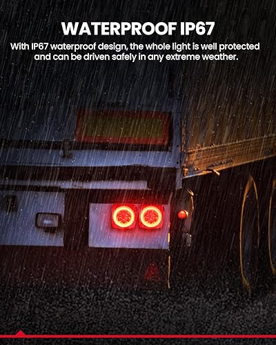 Miniatura 6 de KAX Kit de 2 luces LED cuadradas para remolque con halo Glow sumergible cuadrado LED marcador lateral para remolque de 12 V, barco, cámper,