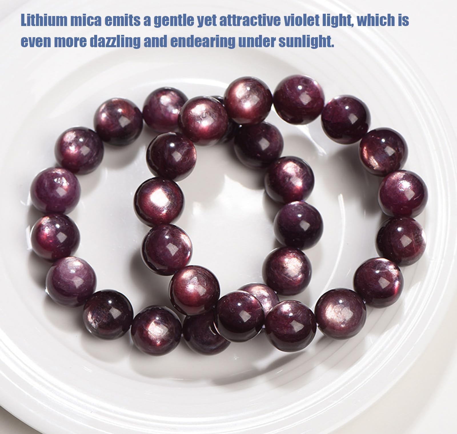 Bracciale con Perline Rotonde di lepidolite Viola Naturale, Filo di Pietre preziose di Mica e Occhio di Gatto con Scaglia di Drago Viola, Braccialetto energetico Unisex,8~9mm