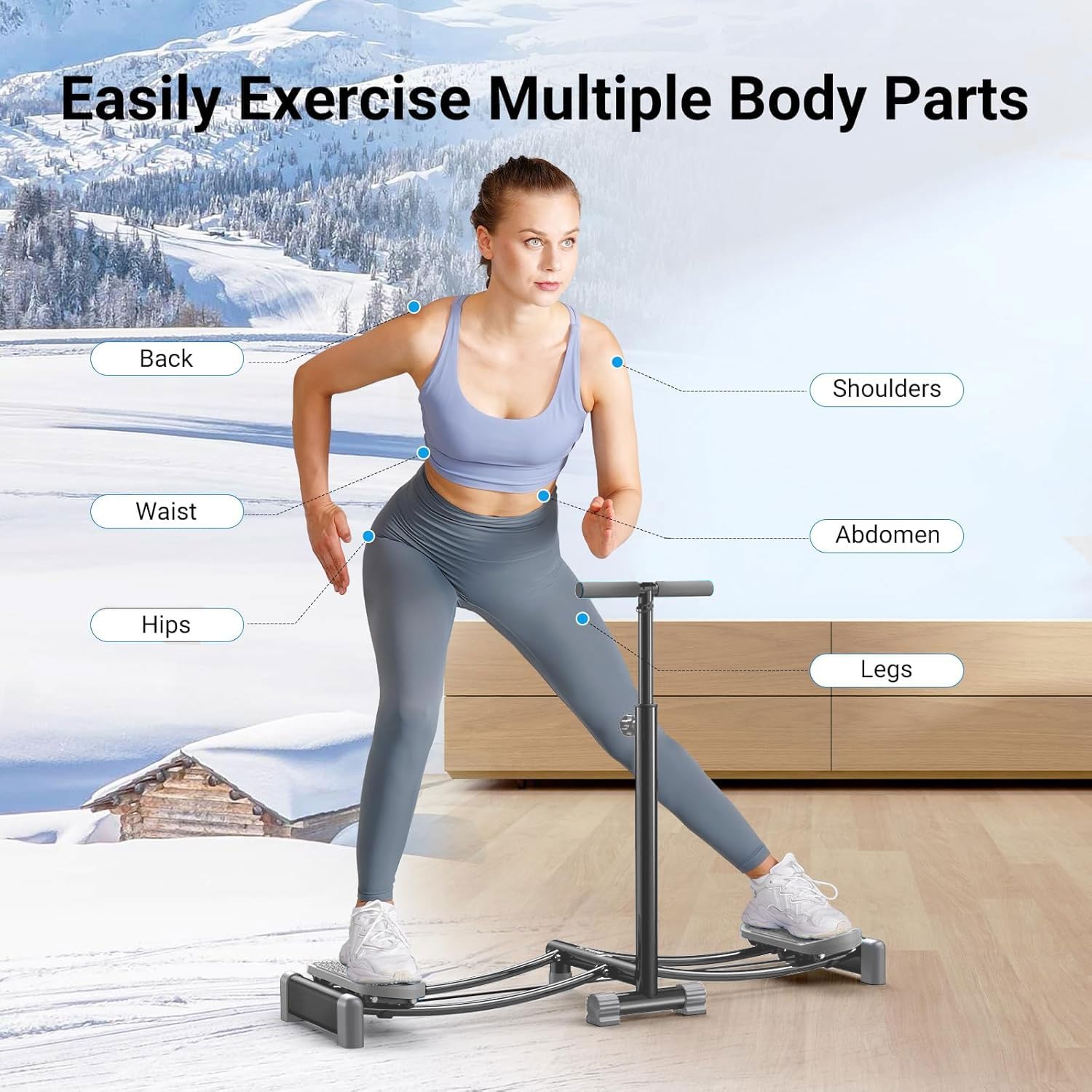 Skimaschine, Simulierter Skitrainer, Höhenverstellbare Skimaschine Trainingsgerät für Beine und Beckenbodenmuskulatur, Spaßiges Cardio-Fitnessgerät