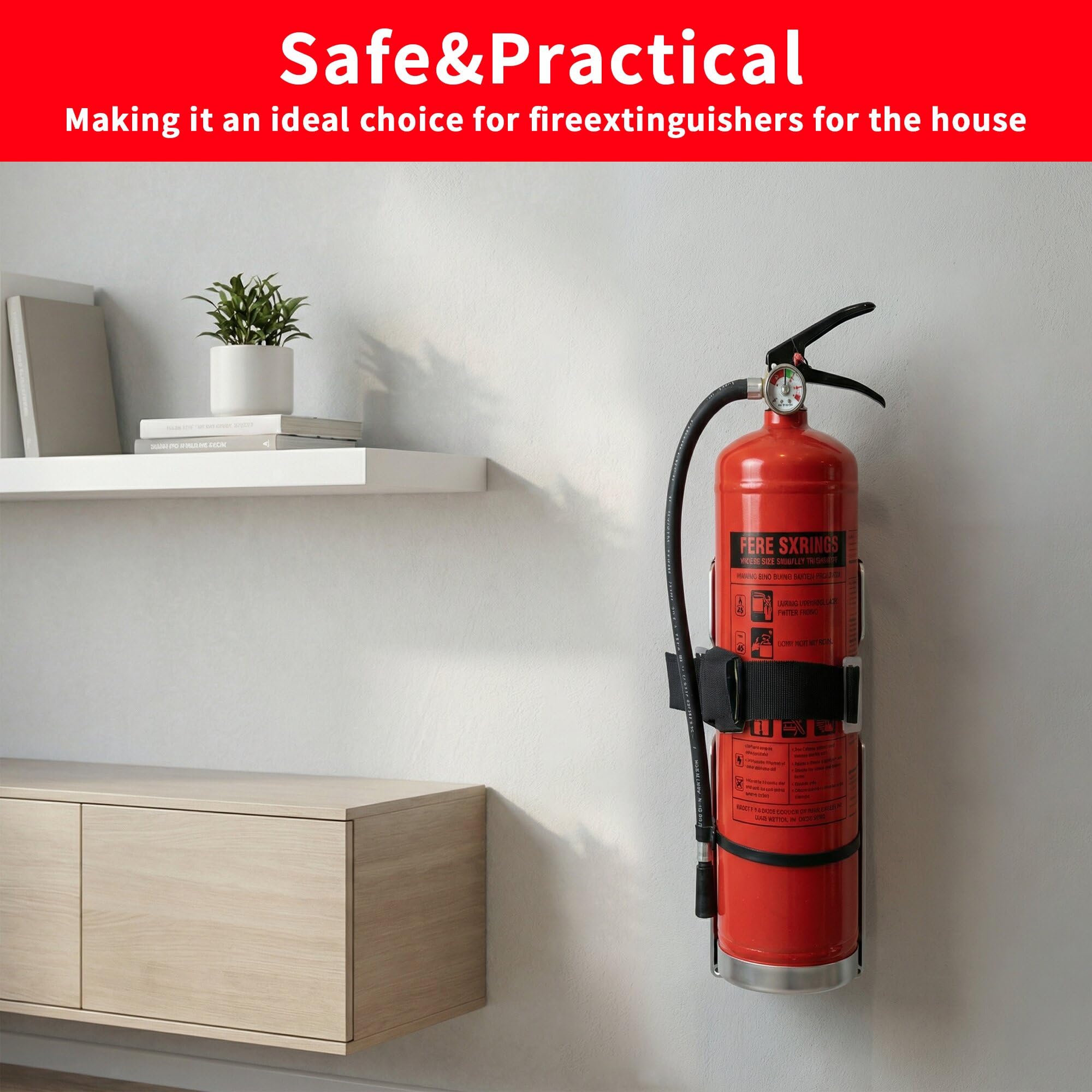 Soporte para extintor de incendios, soporte montado en la pared, compatible con extintores de 2.5 libras, acero inoxidable (2 piezas)