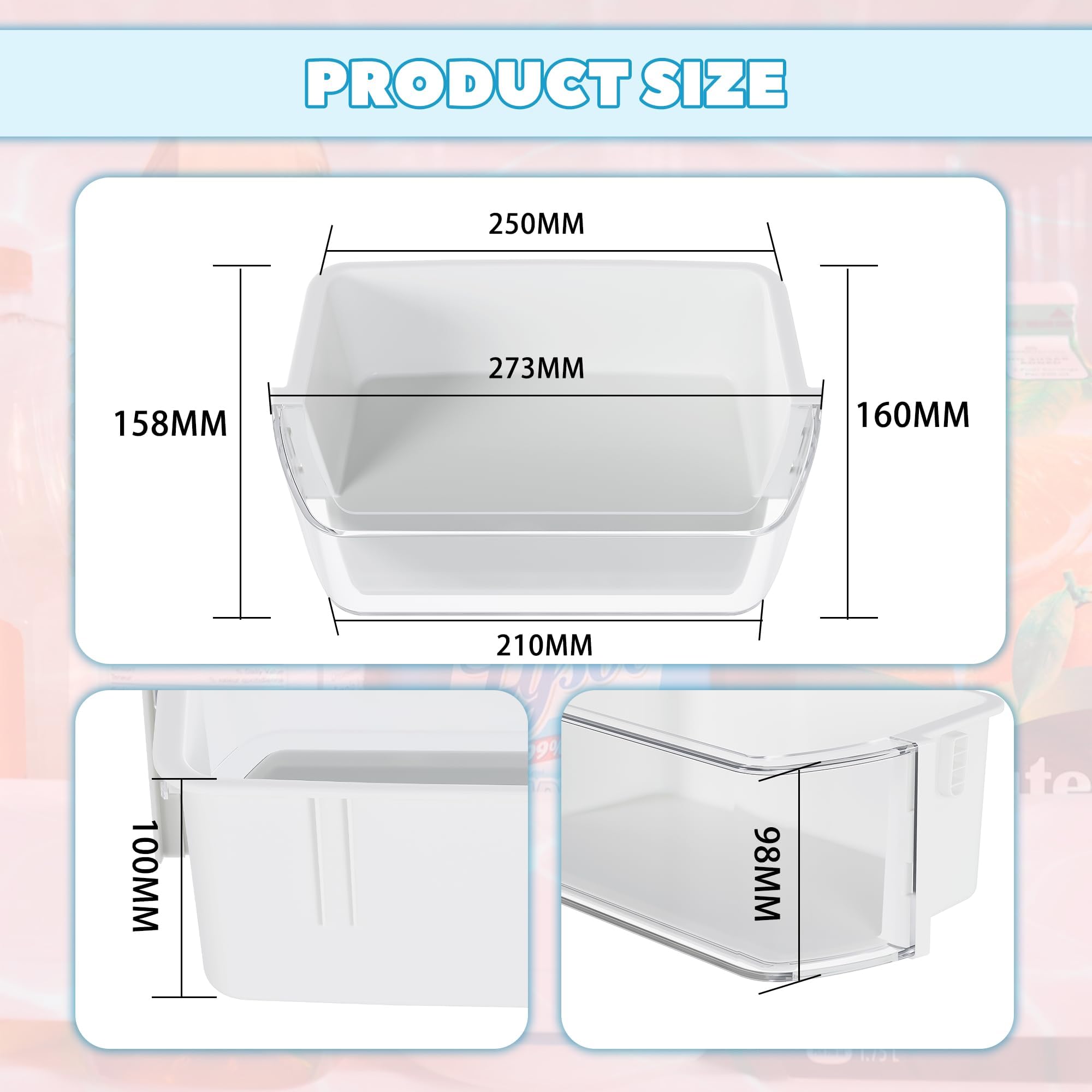 Kojem DA97-12935A RF220NCTABC - Estante de repuesto para puerta de refrigerador compatible con Samsung de repuesto para refrigerador RF220NCTASP RF220NCTASR RF220NCTAWW blanco + transparente