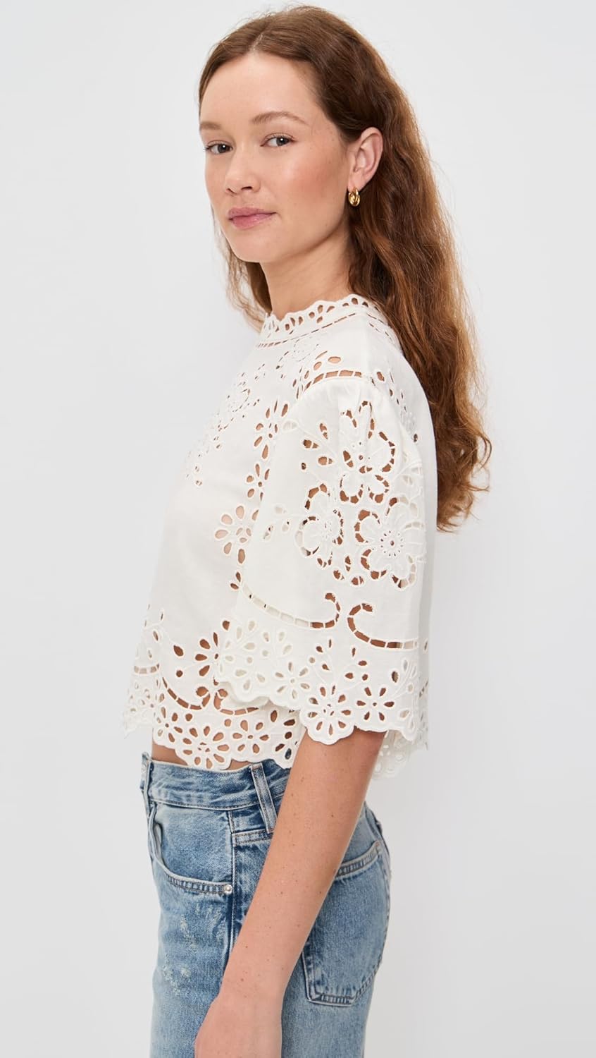 Sea Women's Lula Embroidery Short Sleeve Top - Image 4