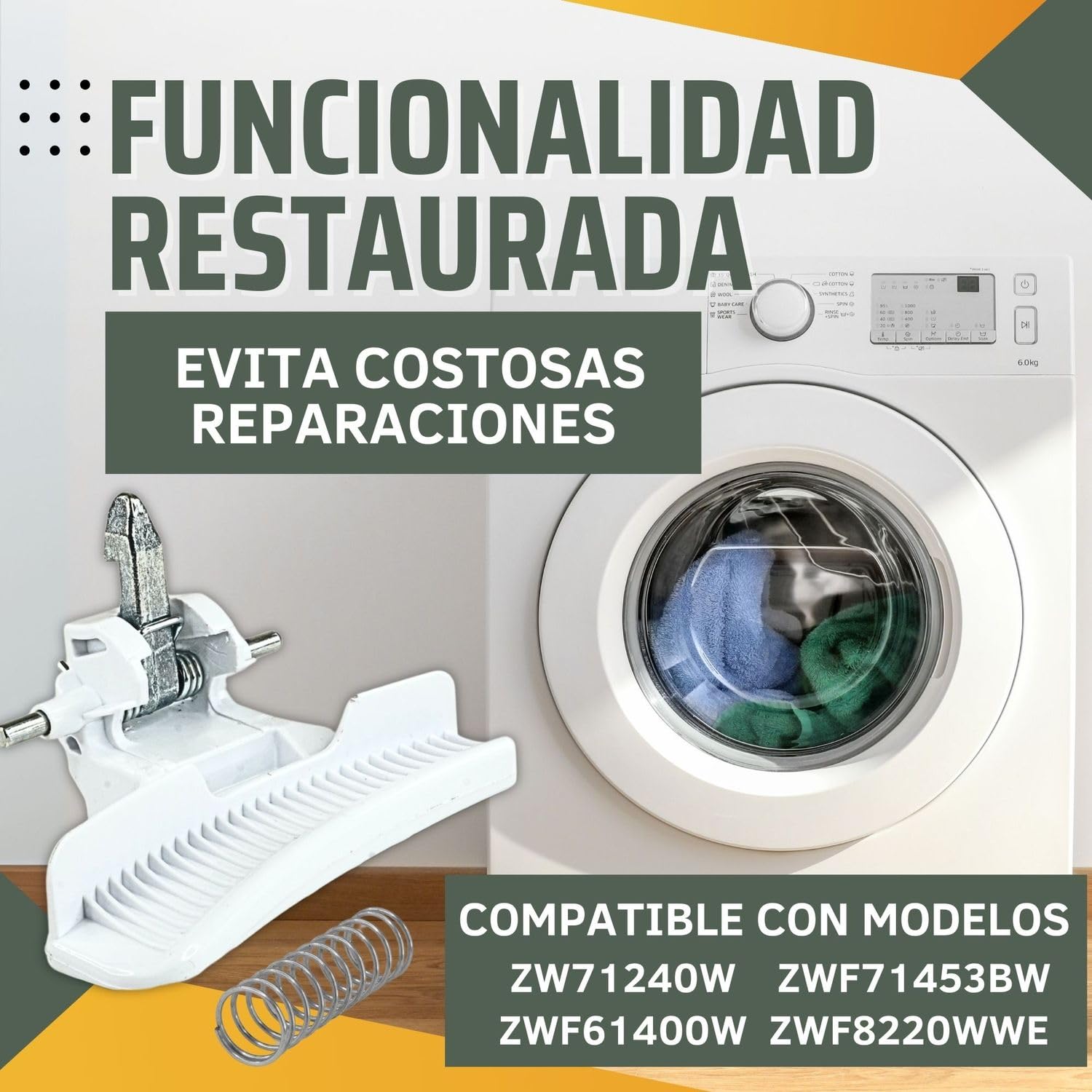 FRAYPA Maneta Lavadora Zanussi - Código 4055304143 - Repuesto De Maneta Para Puerta Lavadora Zanussi - Compatible Con Modelos ZWF71240W, ZWF61400W, ZWF71453BW, ZWF8220WWE — view 6