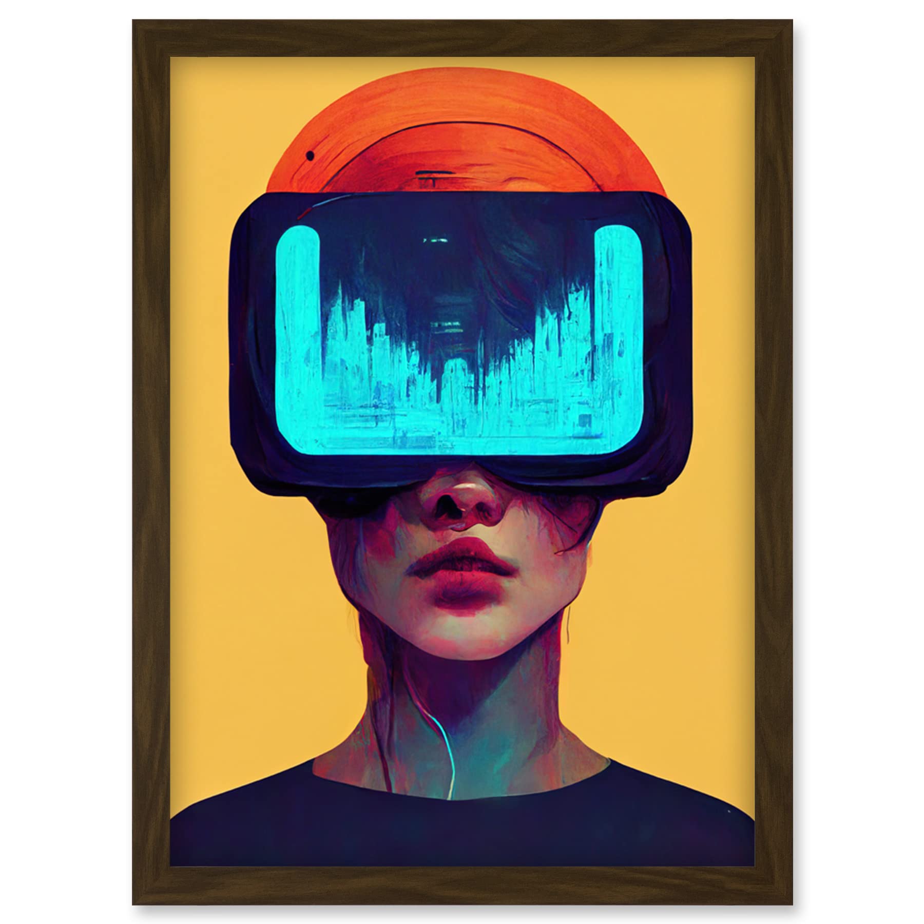 Artery8 Kids Virtual Reality Gamer Artwork Framed Wall Art Print A4 - Brown