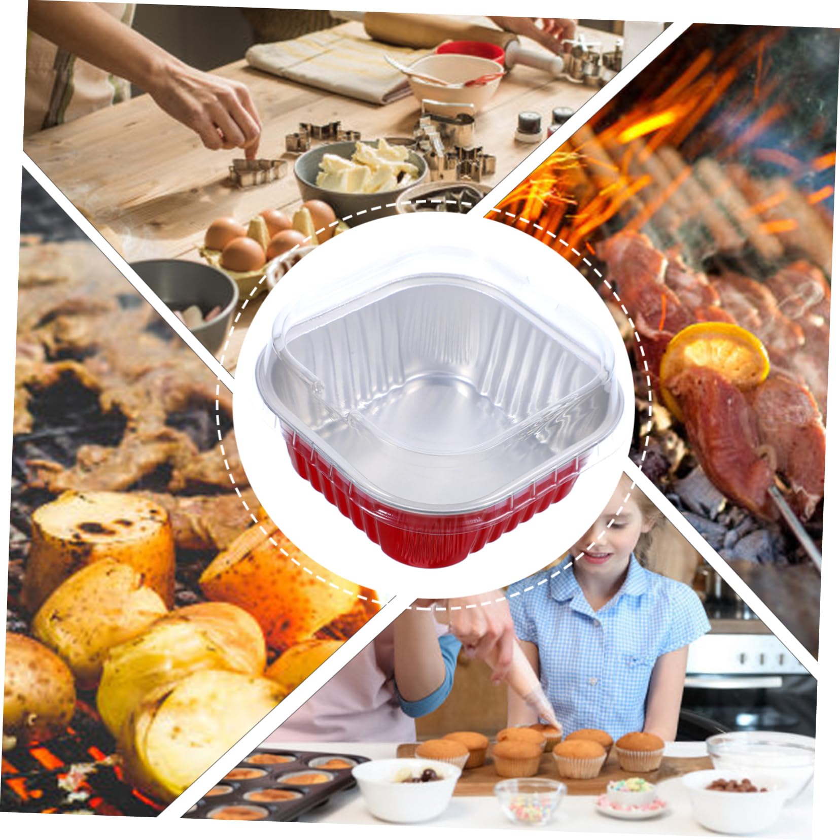 TOPBATHY 40 Juegos envases de aluminio para alimentos asadera de aluminio bandeja para hornear molde para pasteles recipiente para hornear pasteles suministros para hornear