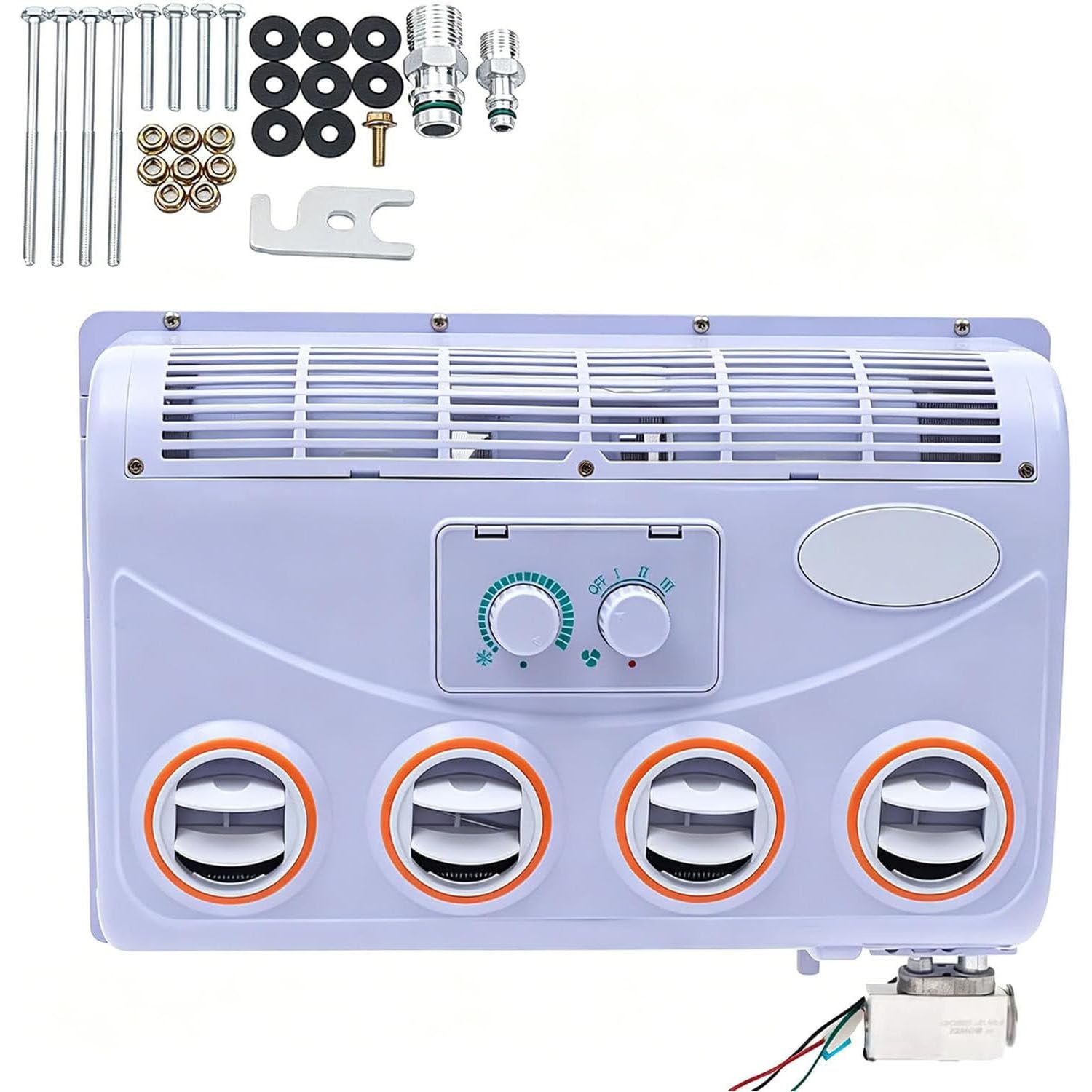 UORDBY RV Rooftop Air Conditioner, 12/24V DC Air Conditioner, with 360° Rotatable Outlet, for Truck, RV, Bus, Excavator, Agricultural Vehicle, Construction Vehicle 12V