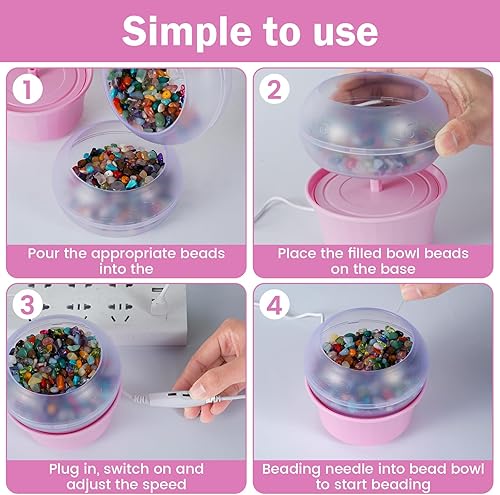 Miniatura 8 de Spinner eléctrico de cuentas de arcilla con base automática de cuentas de arcilla con 2 agujas, máquina giratoria de cuentas rápidas para cuentas