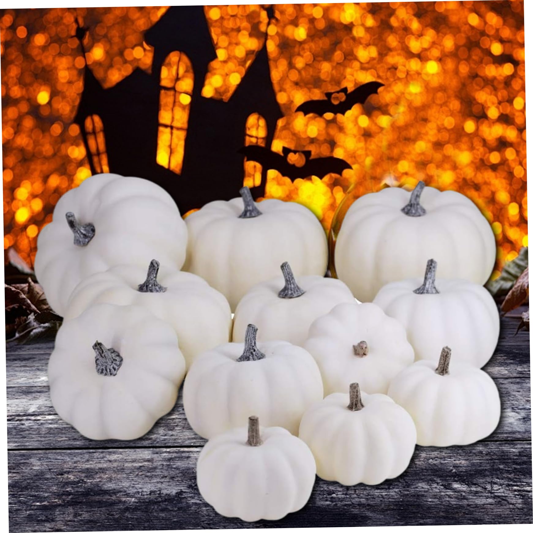 Zucche bianche 12 pezzi, decorazioni realistiche di Halloween