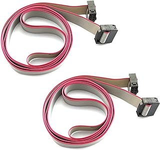 LIANSHU 2Pack Flat Ribbon Cable 2.54mm Pitch 2 Row 10 Pin Female to Female Wires IDC Ribbon Connector L=1M/ 3.3FT