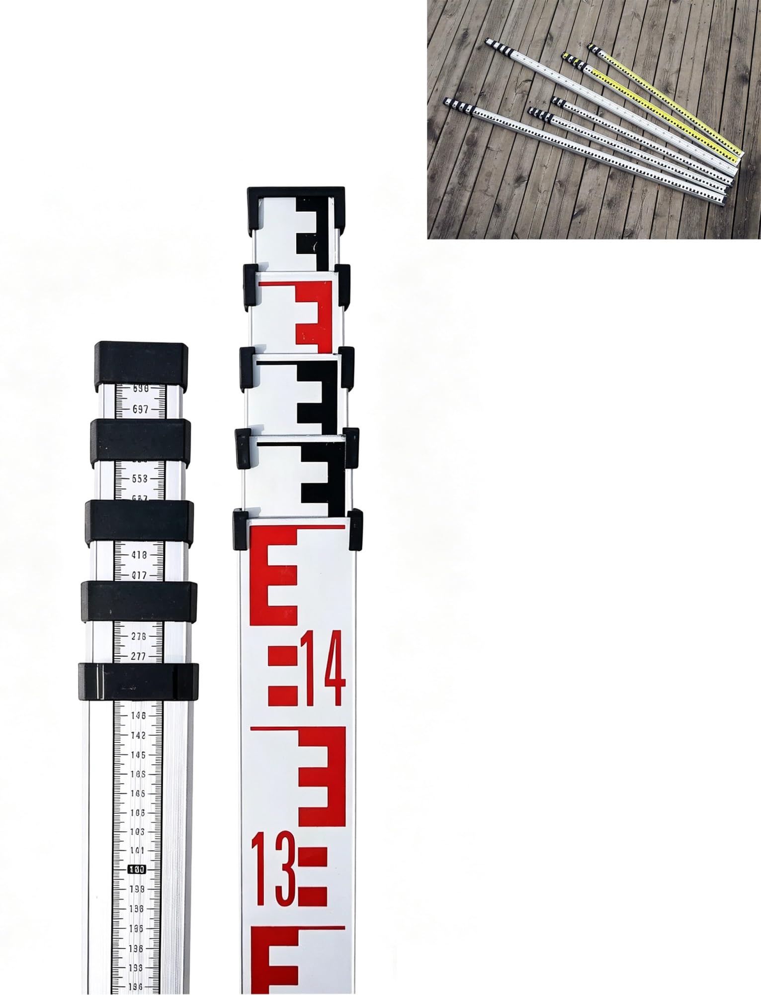 Bastón telescópico de Aluminio para topografía y construcción.