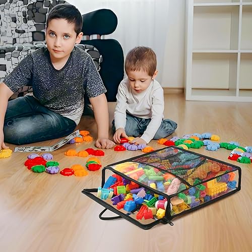 Miniatura 7 de 10 bolsas de almacenamiento de juguetes transparentes con cremallera con asa, organizador de almacenamiento de juguetes para niños con bolsillo de