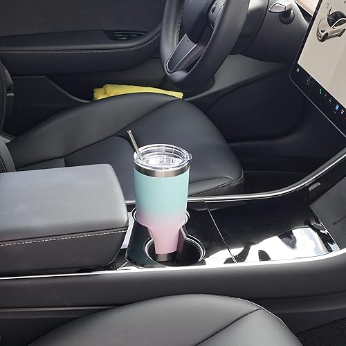 Vista 211 de WETOWETO - Vaso térmico de acero inoxidable de 20 onzas con mango, taza de café con 2 tapas y 2 pajillas, doble pared con aislamiento al vacío, vaso