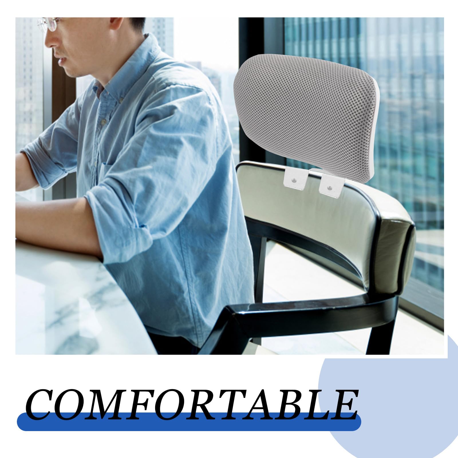 1set Cuscino Poggiatesta Sedia Ufficio Ergonomico Regolabile Supporto Cervicale Traspirante e Staccabile per Poltrona da Lavoro Computer