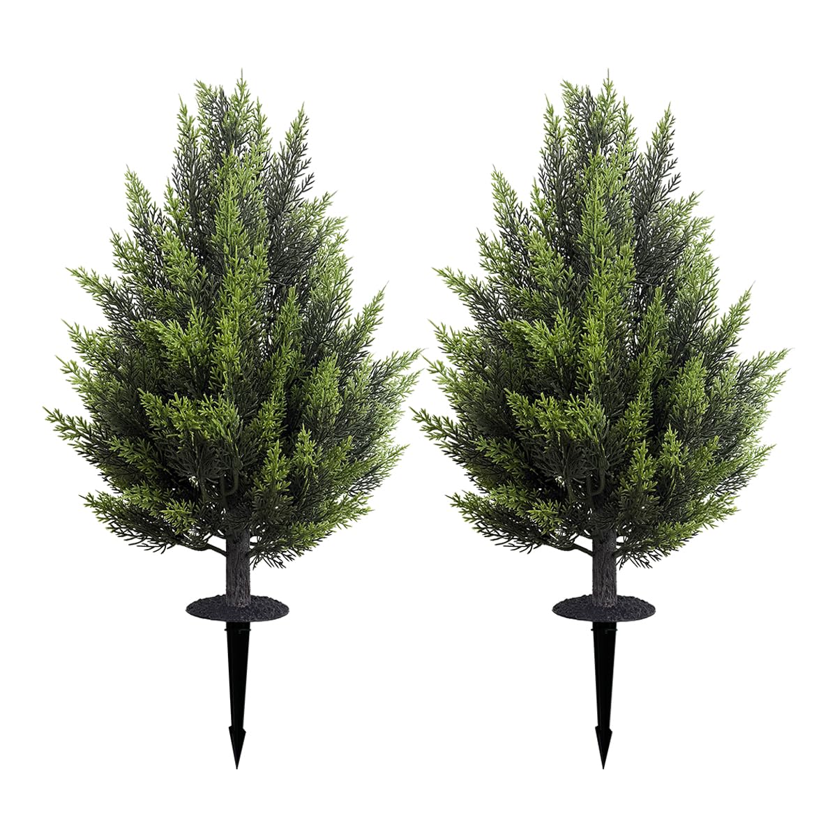 R's Ceder Artificial Topiary Cedar Tree 60cm Faux Little Bush Cedar Tree UV Resistant Shrub Potted Artificial Plant for Outdoor Indoor Front Porch Garden (2 Pack)