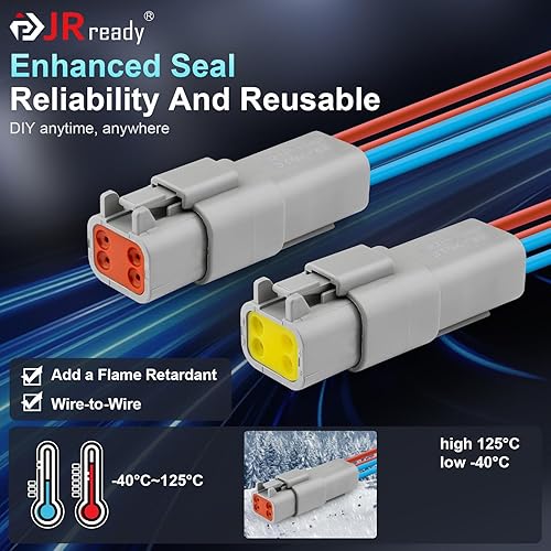 Miniatura 6 de JRready DW5007-03 Kit de conectores Deutsch,Conector DT 2 pines,3 4 6 8 12 pines gris IP68 conectores de cable eléctrico impermeables