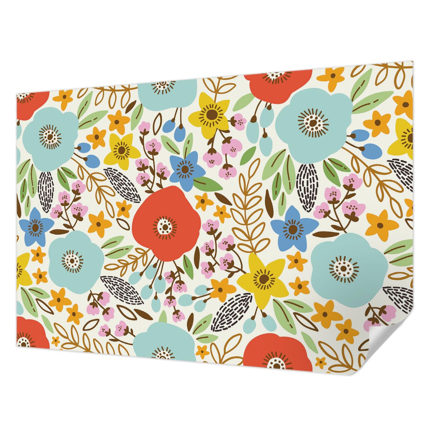 Papier peint haute qualite resistant aux taches motif floral 152x104 cm Tulup