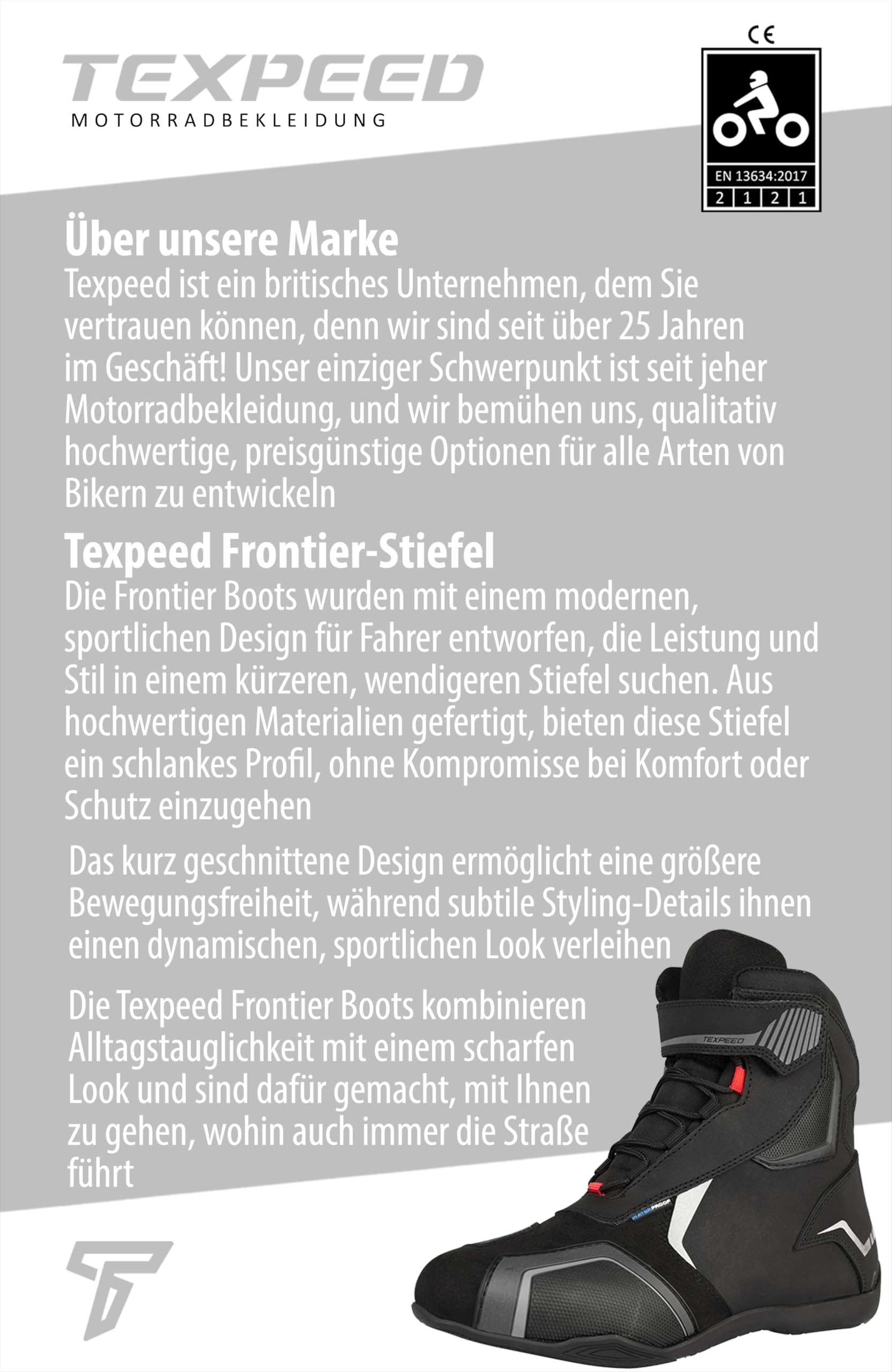 Motorradstiefel Herren Wasserdicht - Rennstil/Touren Geprüft Biker Leder Schuhe - Schwarz - Kurze Länge - Größe 45 EU
