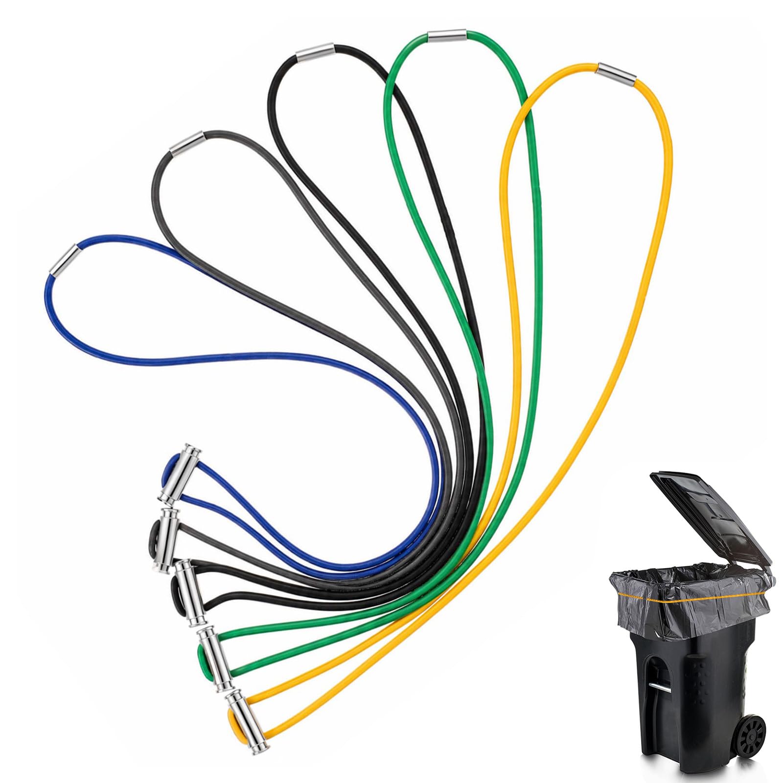 5 PCS Trash Can Rubber Bands, Adjustable Large Garbage Can Bands