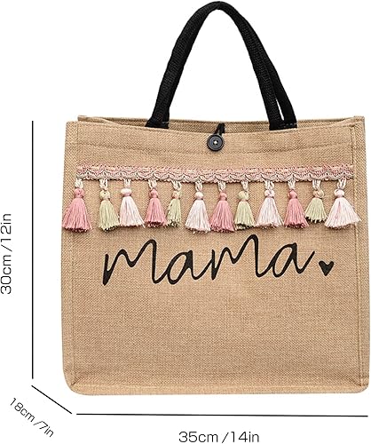 Miniatura 7 de Bolsas de yute de arpillera, bolsa de paja tejida para playa, bonita bolsa de comestibles reutilizable para gimnasio, natación, compras, viajes