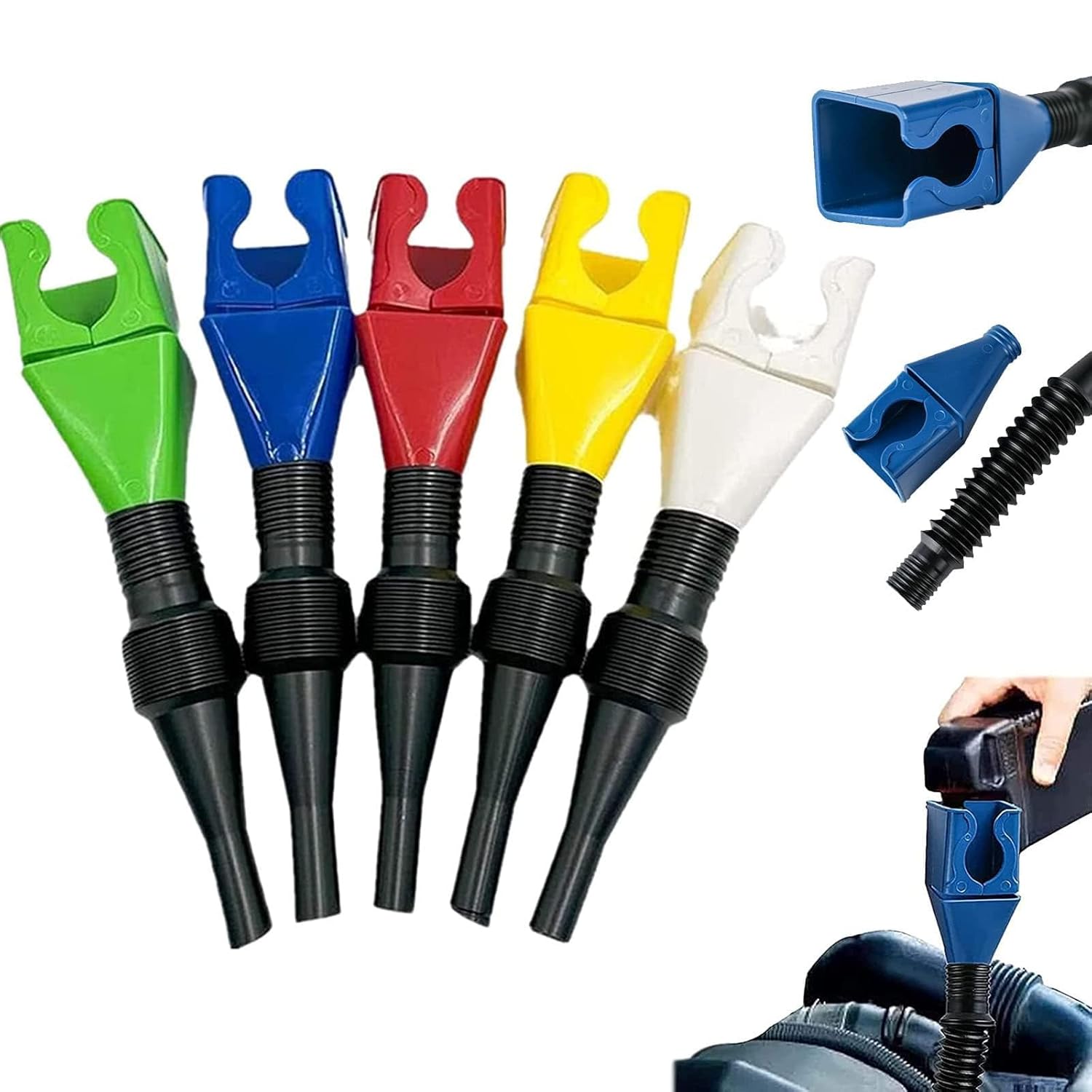 5PCS Telescoping Car Fuel Funnel, Universal Car Funnel
