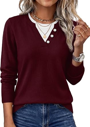 WIHOLL Lightweight Sweaters for Women Long Sleeve Knitwear