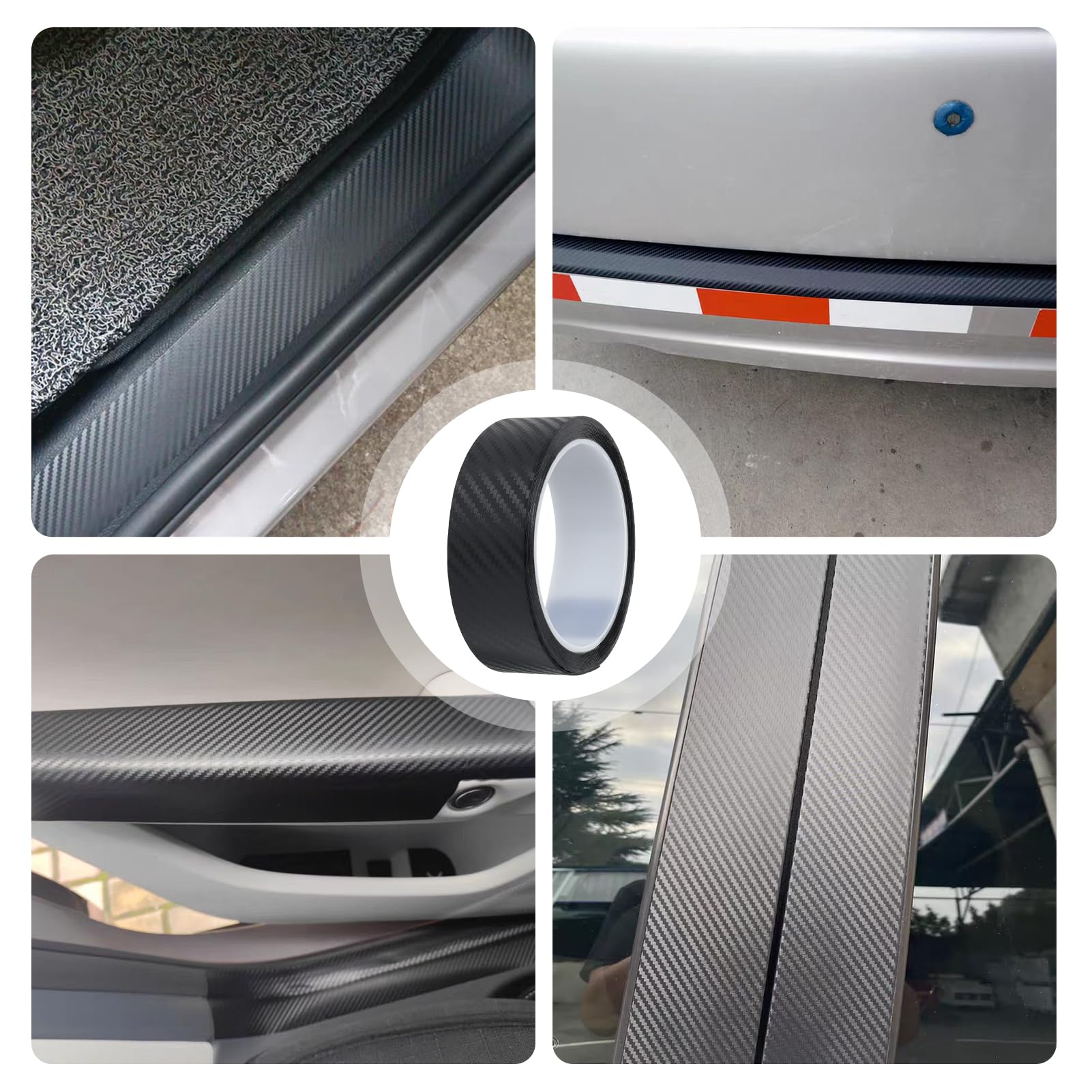Pellicola Carbonio Adesiva 3CM*5M Protezione Paraurti Auto Antigraffio Fibra di Carbonio