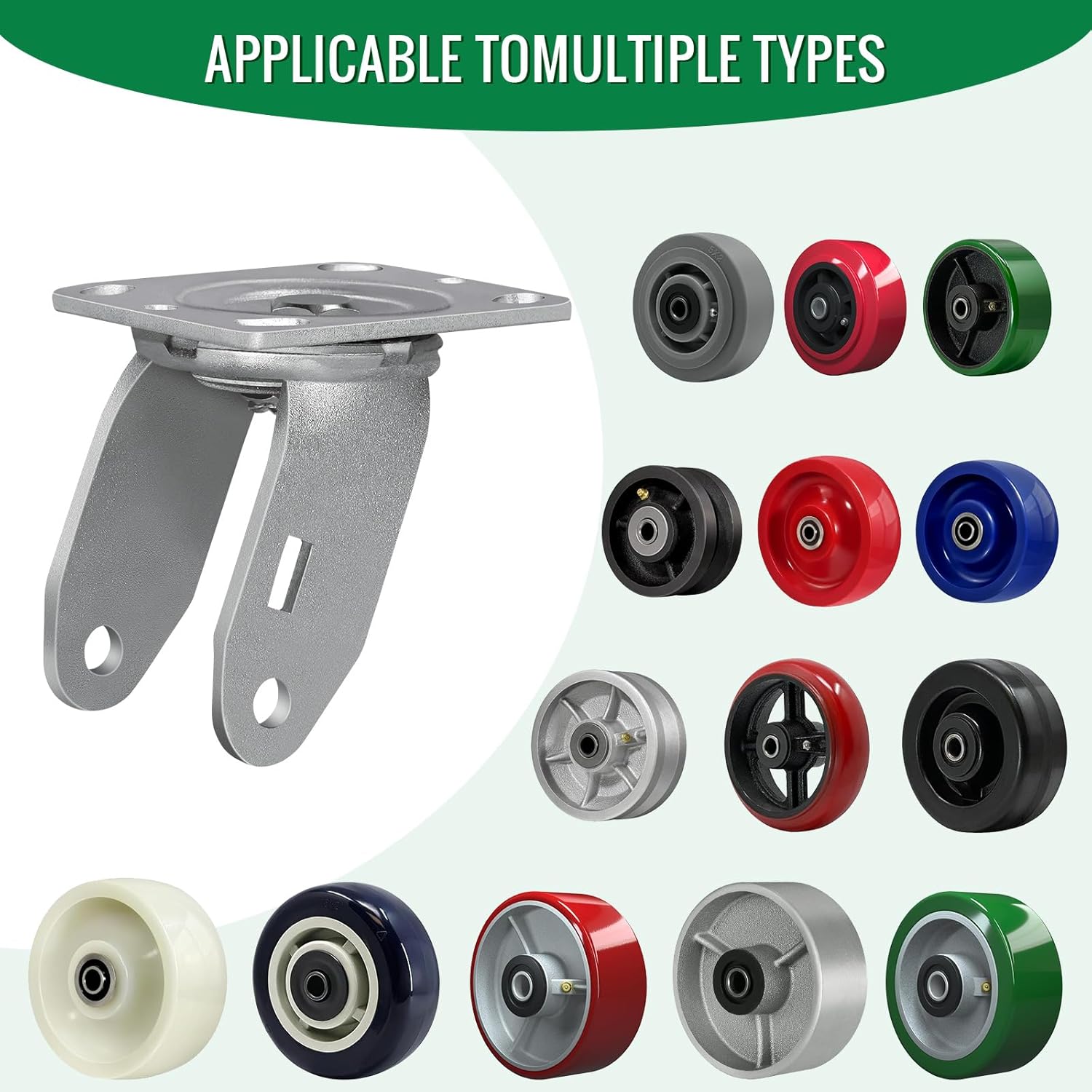 5" x 2" Swivel Caster - Heavy Duty Zinc Plated Steel Frame, 4" x 4 1/2" Plate, 1000 lb Capacity, Replacement Caster Fork for Carts, Furniture, and Industrial Equipment (10 Swivel)