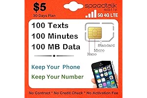 SpeedTalk SIM Card For $5 Plan | 5G 4G Cellular Data | Nationwide USA Coverage
