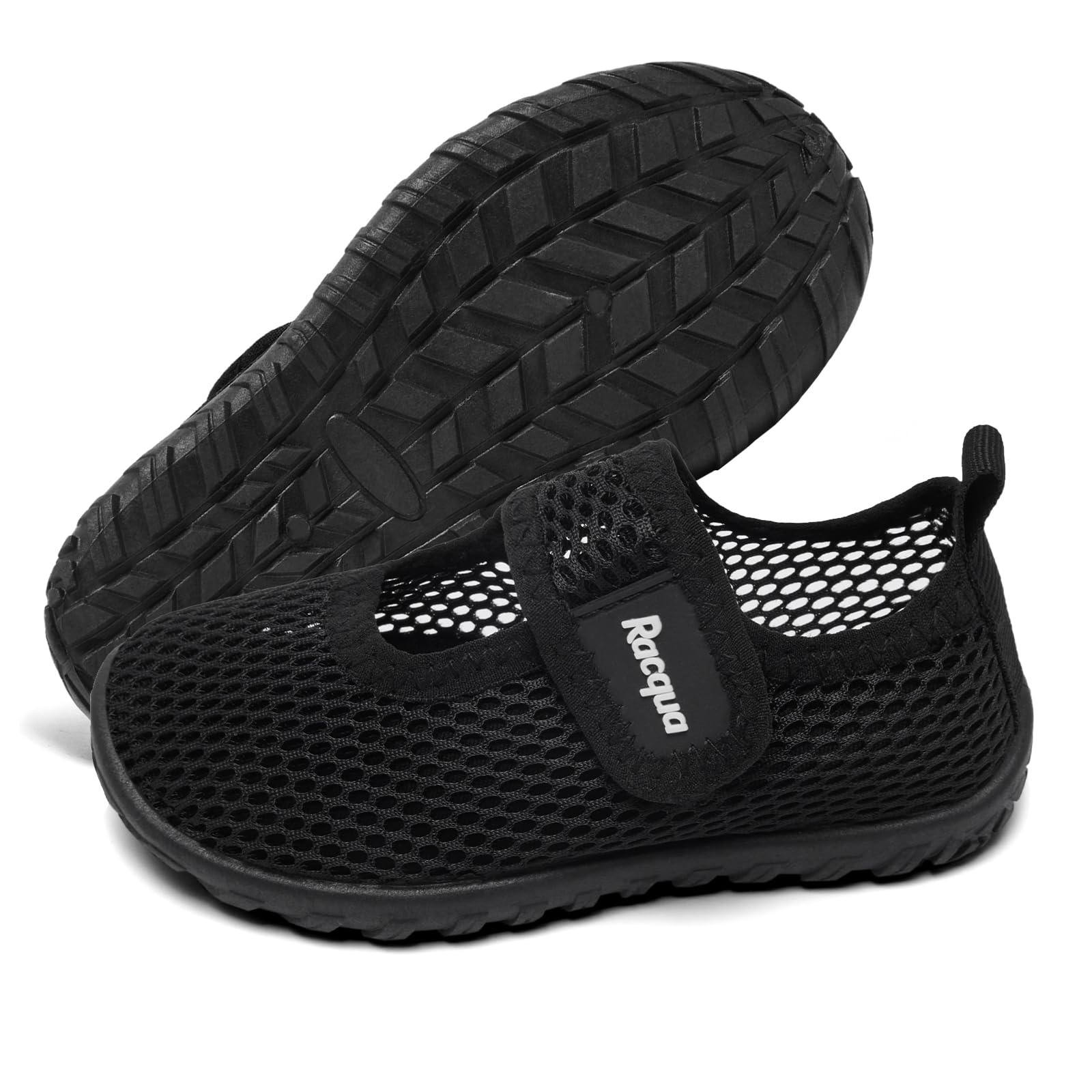 Racqua Toddler Water Shoes Baby Beach Shoes Swim Wet Sea Pool Quick Dry Aqua Slipfree Comfortable Boating Shoes for Kids Boys Black 0-6 Months