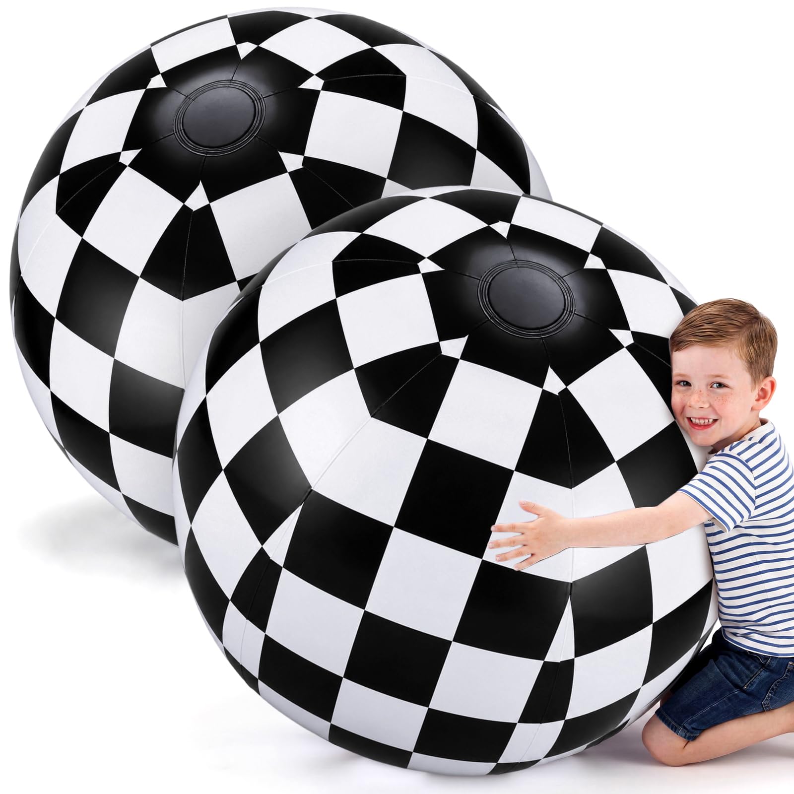 Photo 1 of Vertintong 2 Pcs 27 Inch Giant Black and White Checkered Beach Balls