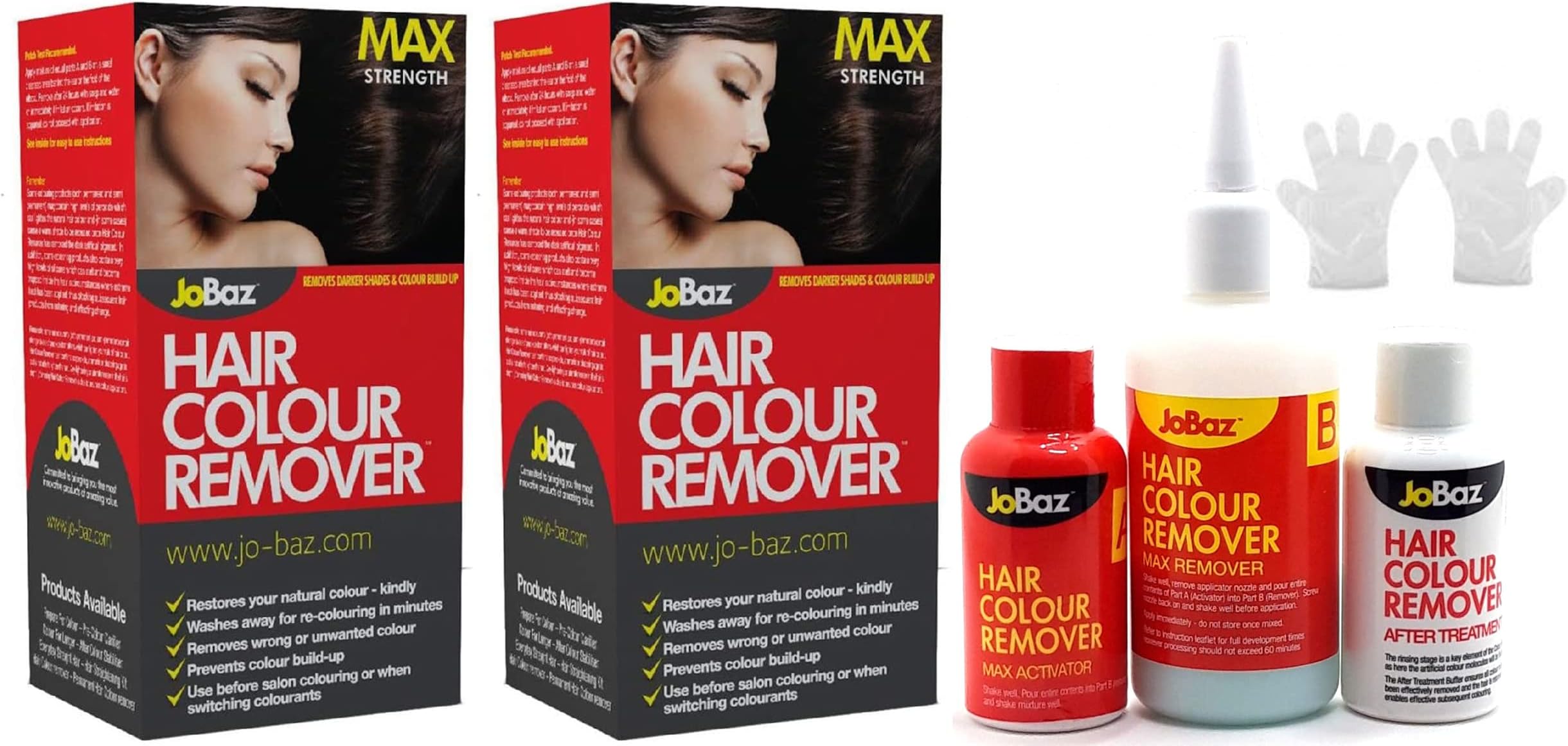 Topest Jobaz Hair Colour Remover (Pack of 2) Max Strength - Gloves and Instructions Included – For Safe and Effective Removal of Undesirable Hair Colour