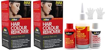 Jobaz Hair Colour Remover Pack of 2 Max Strength - Gloves and Instructions Included   For Safe and Effective Removal of Undesirable Hair Colour