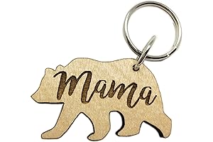 Mama Bear Heart Keychain-Mother's Day Keyring for Cute Last-Minute Gift
