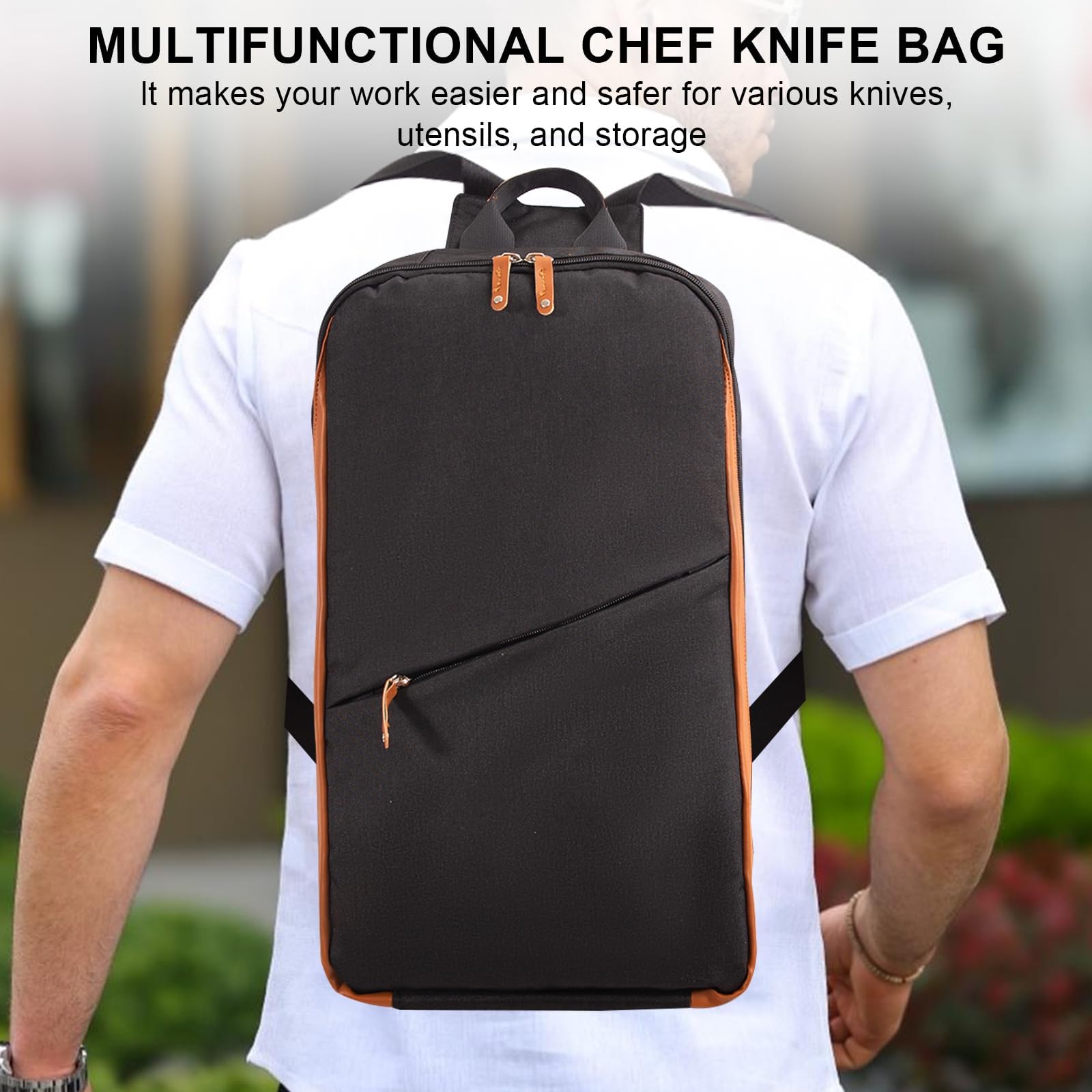 Bolsa para cuchillos de chef de 50 cm, bolsa profesional para cuchillos de chef con 21 compartimentos, hecha de tela Oxford impermeable, ligera, portátil y segura