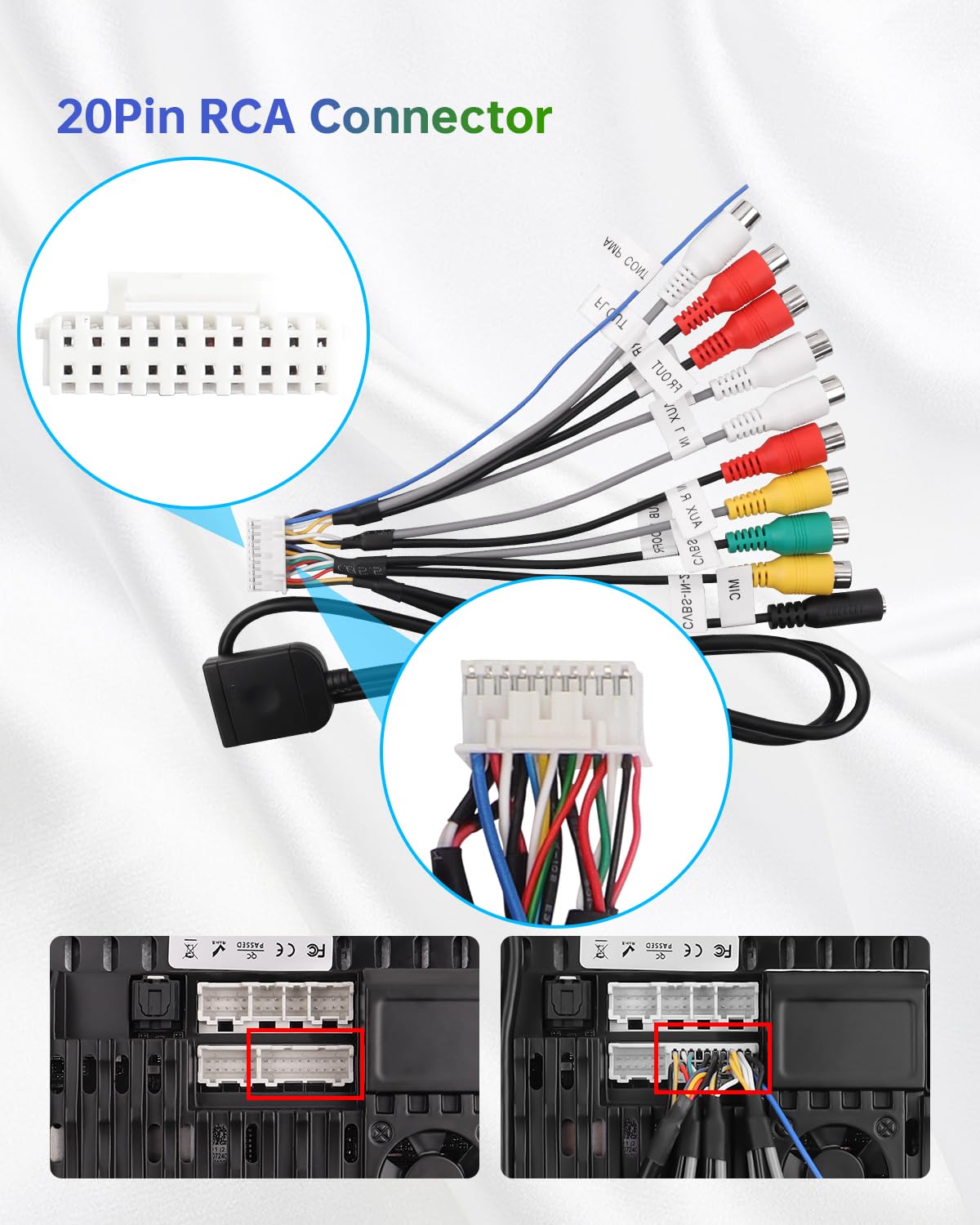 Cavo adattatore RCA 20 pin per autoradio Android - Dettaglio