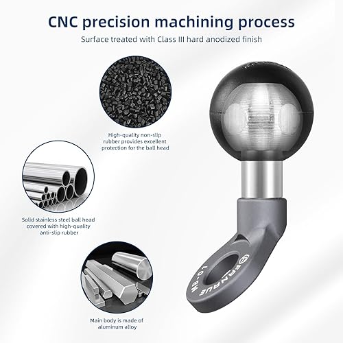 Miniatura 6 de FANAUE MB-01 Base de bola con adaptador de cabeza de perno en ángulo con orificio de montaje de 0.394 in para soportes RAM tamaño B brazo de doble