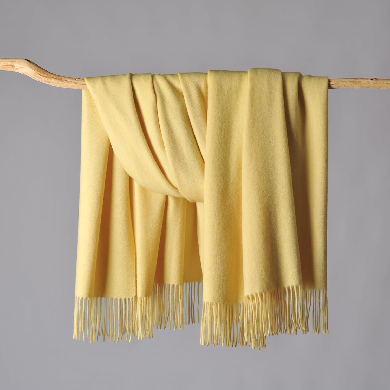 CUDDLE DREAMS Premium Cashmere Throw Blanket with Fringe, Luxuriously Soft (Yellow) - Image 2