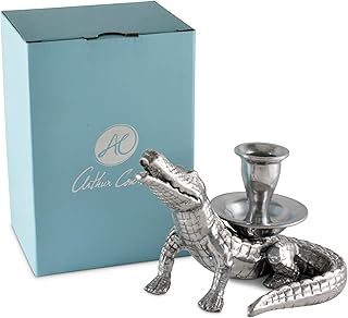 Arthur Court Aluminum Metal Alligator Candle Holders / Candlestick Gator - Outdoor Table or Formal dÃ©cor - Heirloom Quality 4 inch Tall x 6 inch Long