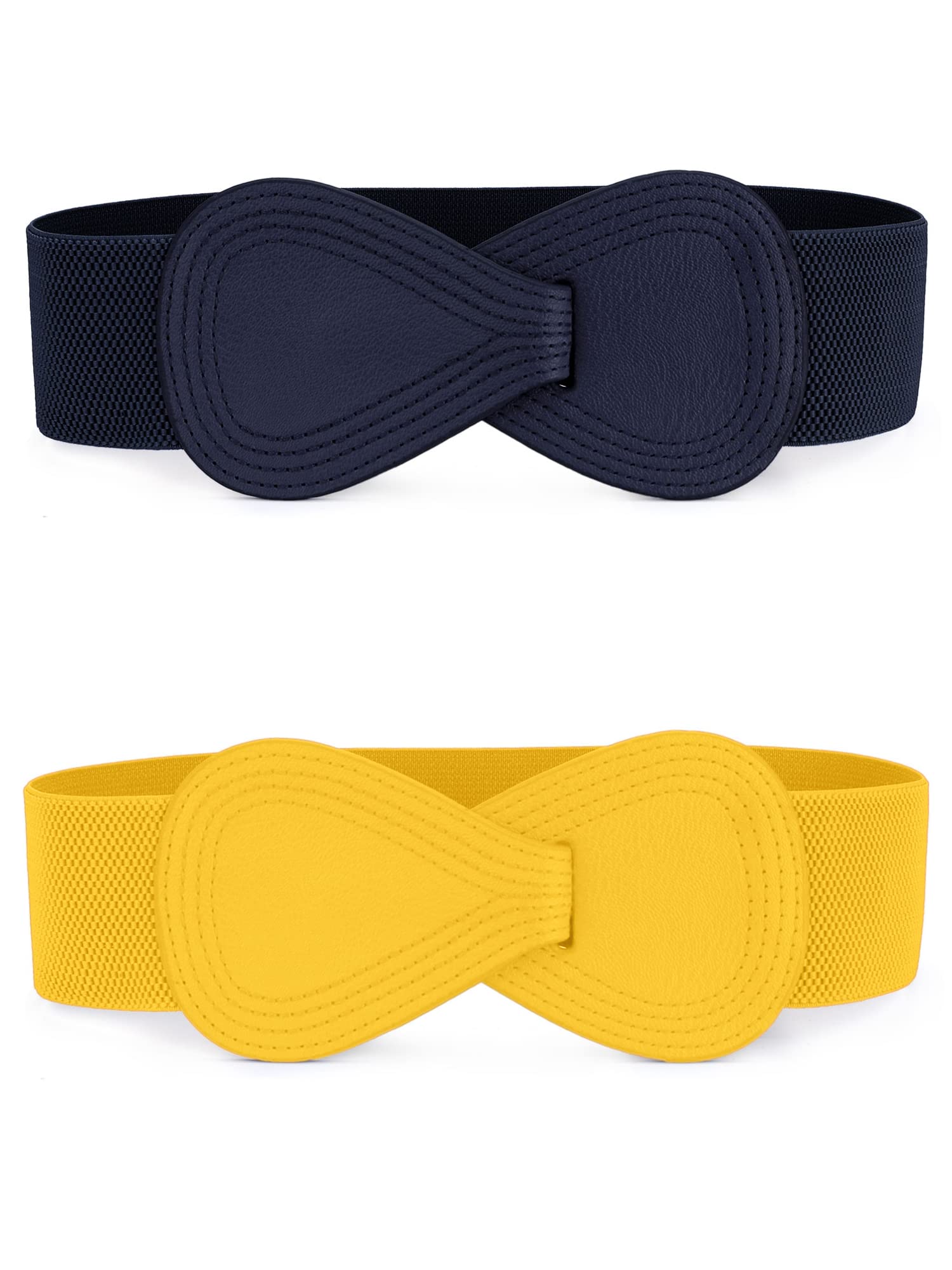 Allegra K Ceinture élastique en similicuir pour femme, grande taille, taille L