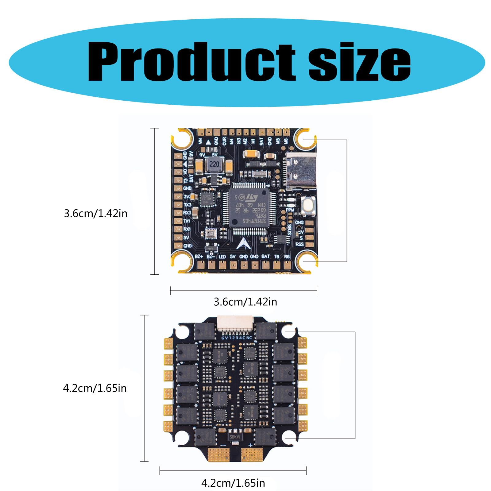 Systèmes de contrôleur de vol F405V3 haute précision Racings Drones Flight Tower avec 60 A MPU6500 Gyroscopes Power Supports