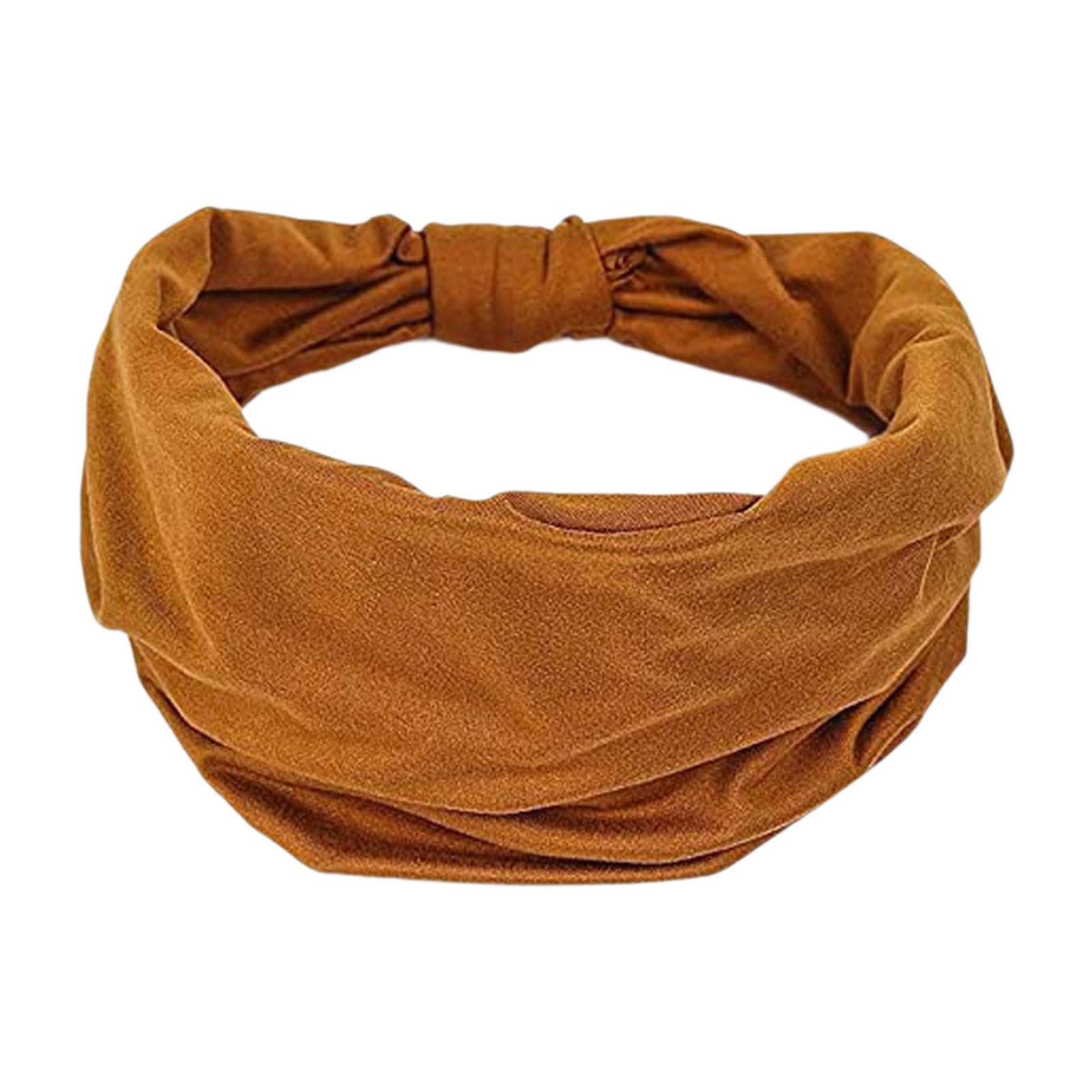 merishopp ™ Wide Stretchy Headband Soft Headwear Hair Band for Women Men Running Cycling Brown-picture-21