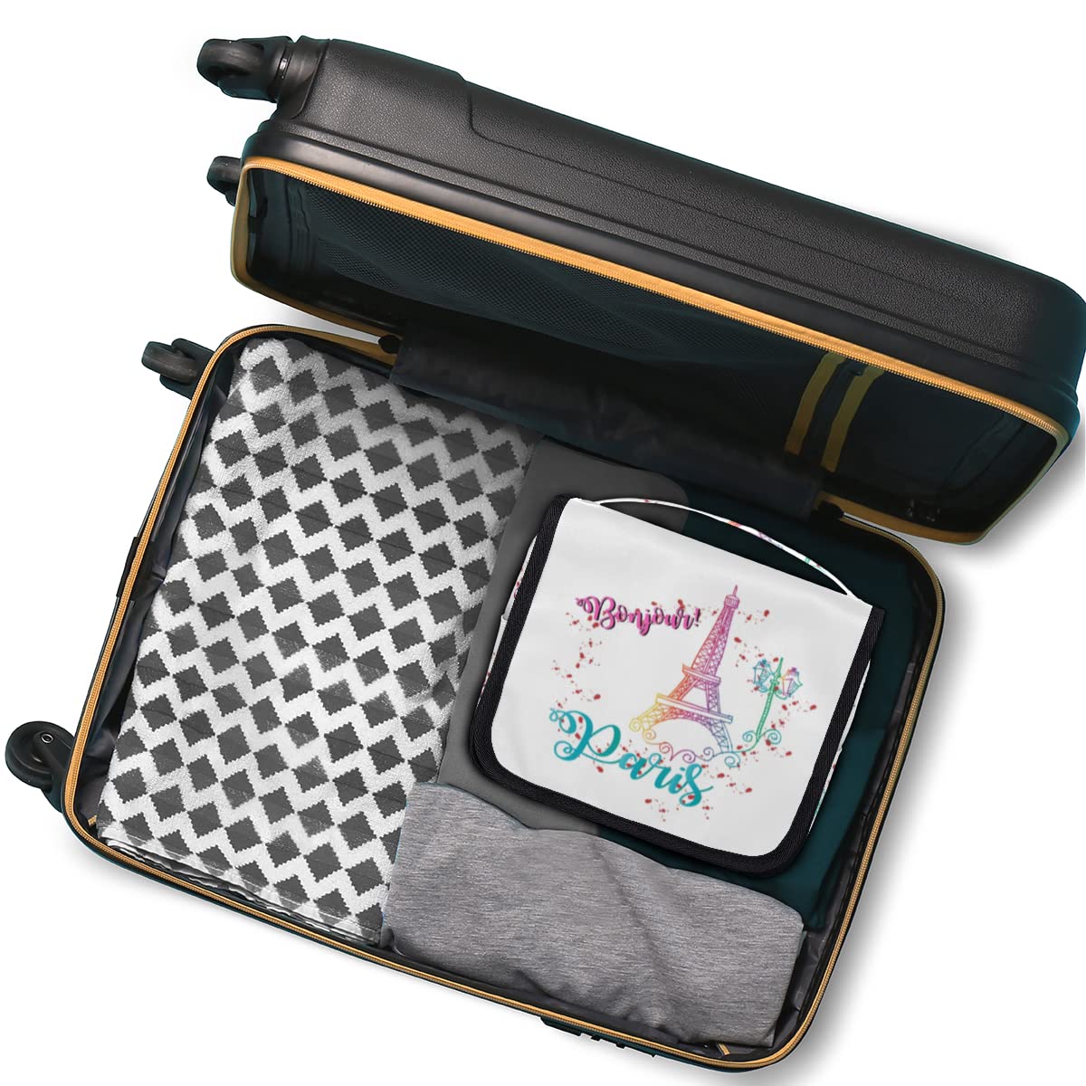 Wieża Eiffla Podróżna kosmetyczka Wieża Eiffla Mycie Torba Unisex Wiszące przybory toaletowe Kosmetyczka Organizer do makijażu, wielobarwny, Jeden rozmiar