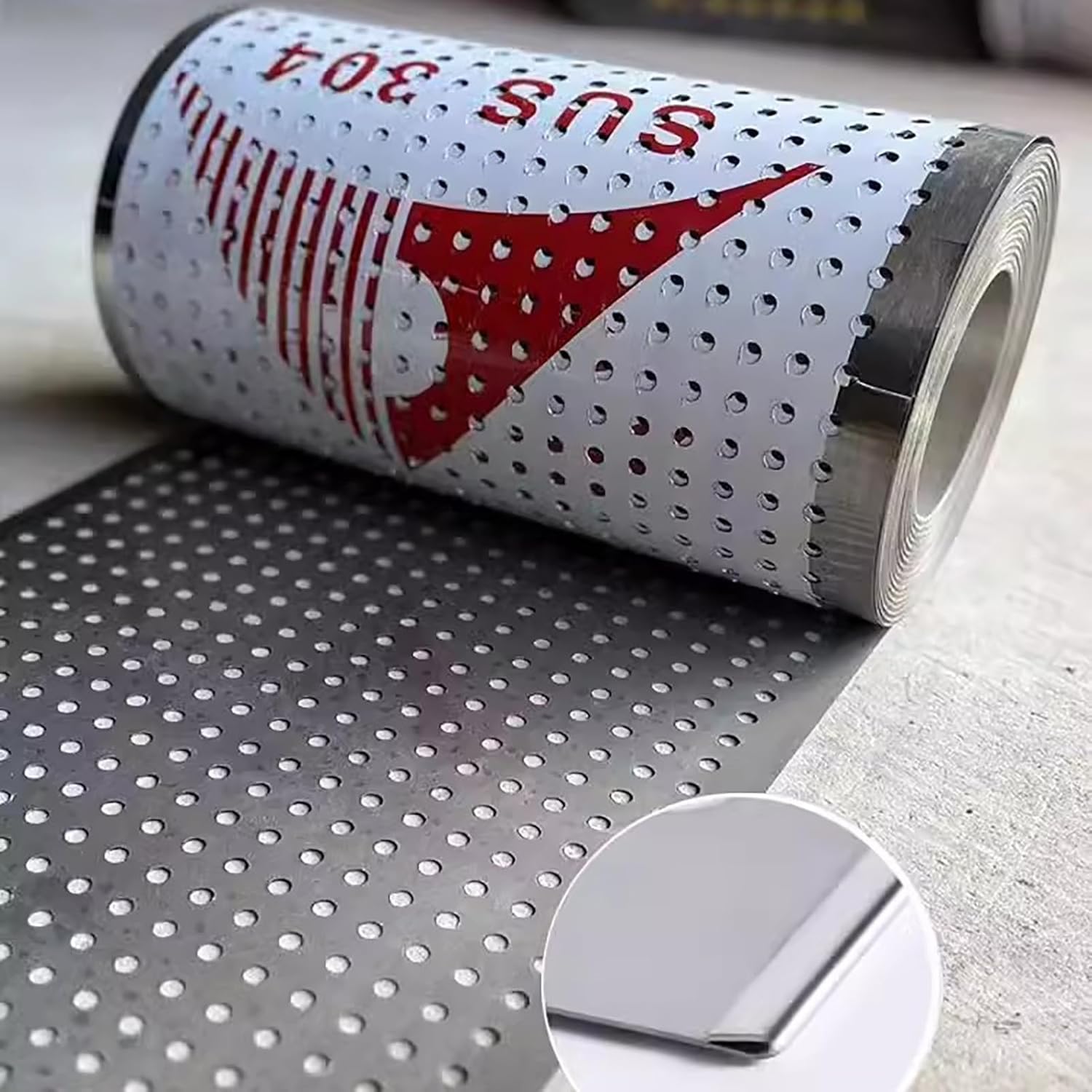 Kanduo Lamiera Forata in Acciaio Inox Lamiera Forata, Rete Metallica Forata in Acciaio Inossidabile con Fori Rotondi, zerbini Anti-Perdita(25x100cm)
