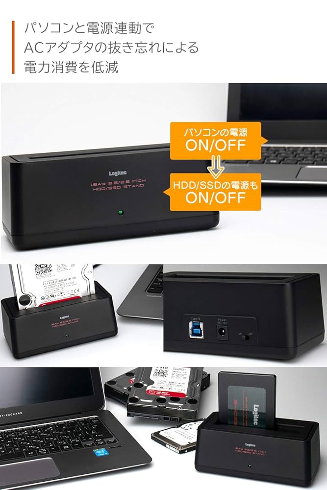 新品❣️SATA HDD/SSDケース　スタンド 外付け　アダプター付き KURO-DACHI/ONE2 | KURO-DACHI/ONE2 | 玄人志向 USB3.2 Gen1