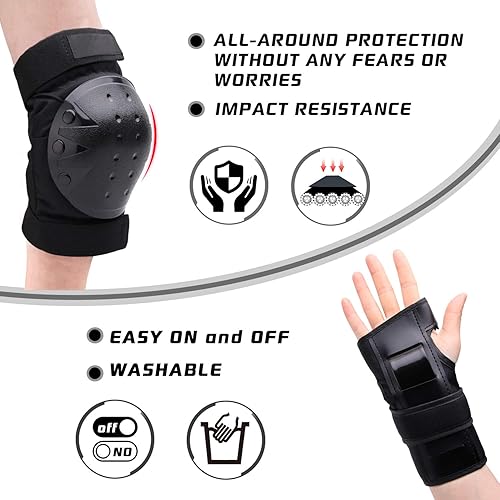 Miniatura 3 de Juego de rodilleras coderas y muñequeras de protección para jóvenes y adultos para patinaje patinaje en patineta patinaje en patines ciclismo BMX