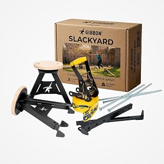SlackYard Slackline Kit – Outdoor Progression from SlackBoard – Backyard Obstacle Course for Kids & Adults – Adjustable Freestanding Balance Trainer (No Trees Required)