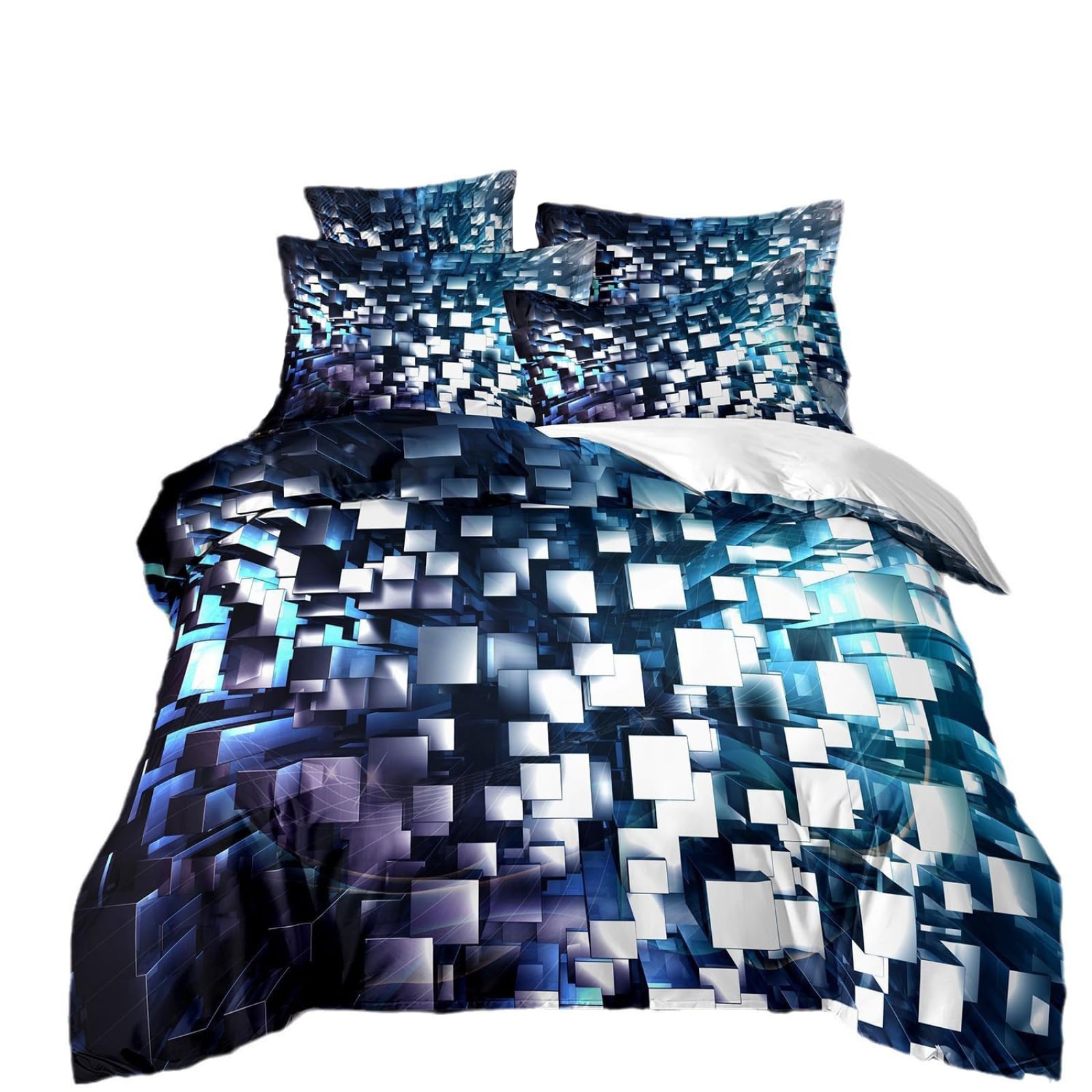 Dwetcxo King Size Duvet Cover Sets Navy Blue Kingsize Duvet Cover Sets Microfiber Breathable King Size Bedding Soft Bedding with Zipper Closure+2 Pillowcases 50x75cm 220x240cm